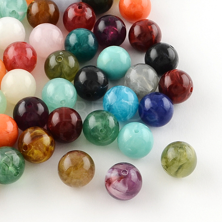 Round Imitation Gemstone Acrylic Beads OACR-R029-14mm-M-1