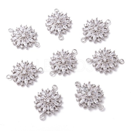 Brass Micro Pave Clear Cubic Zirconia Links connectors ZIRC-G153-20P-1