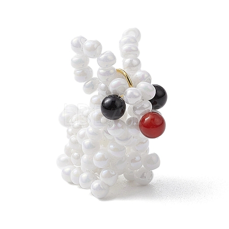 3D Glass Seed Beaded Rabbit Charms PALLOY-MZ00577-1