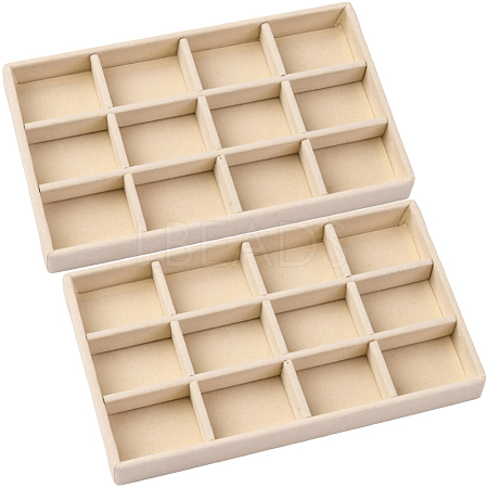 12 Grids Rectangle Wood Covered with Velvet Jewelry Trinket Display Trays AJEW-WH20054-062F-01-1
