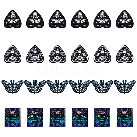 HOBBIESAY 24Pcs 4 Style Halloween Printed Acrylic Pendants OACR-HY0001-08-1