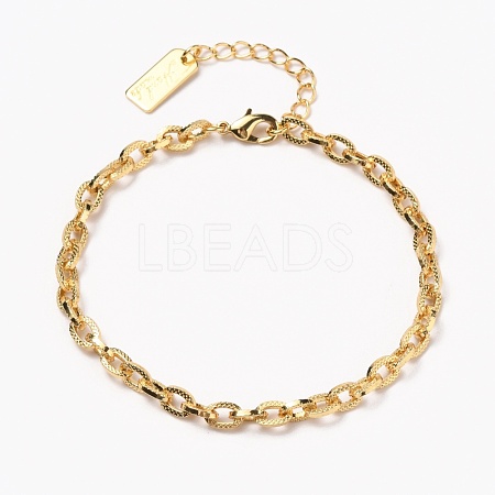 Brass Cable Chain Bracelets BJEW-H537-09G-1