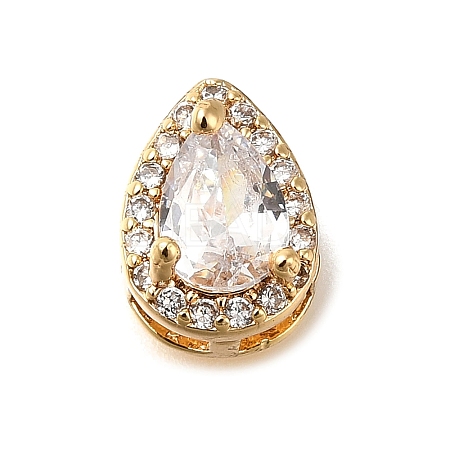 Brass Micro Pave Clear Cubic Zirconia Pendants KK-M301-05G-1