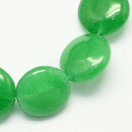 Flat Round Gemstone Dyed Natural Malaysia Jade Beads Strands G-S110-14mm-12-1