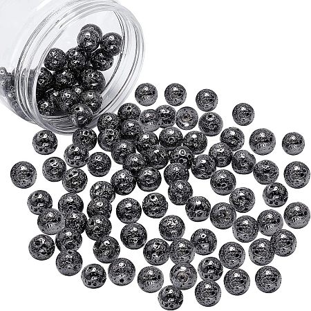 Electroplated Natural Lava Rock Beads G-NB0001-91C-1