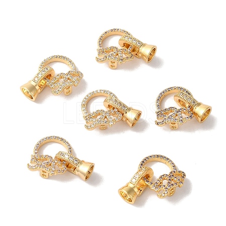 Brass Micro Pave Cubic Zirconia Fold Over Clasps KK-B098-01G-1