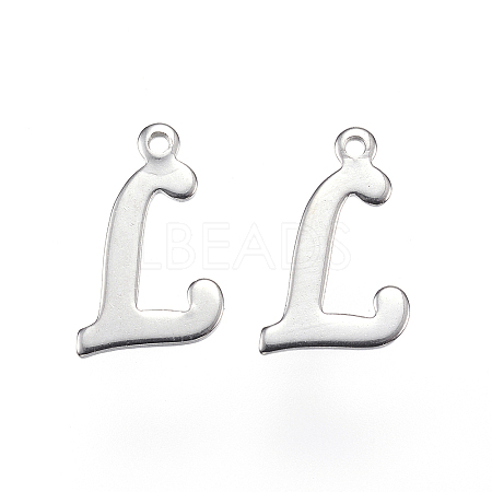 304 Stainless Steel Letter Charms STAS-F039-01L-P-1