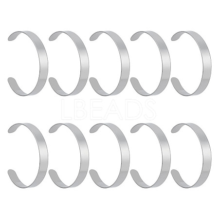 GOMAKERER 10Pcs 304 Stainless Steel Open Cuff Bangles BJEW-GO0001-02A-1