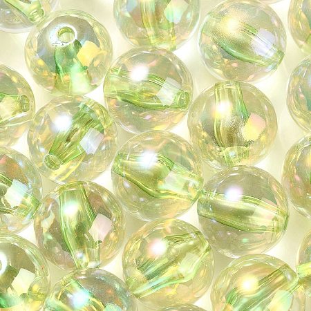 UV Plating Transparent Rainbow Iridescent Acrylic Beads OACR-F004-01D-1
