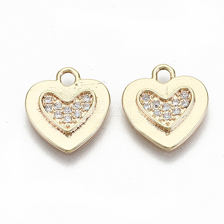 Brass Micro Pave Clear Cubic Zirconia Charms KK-T062-33G-NF-1