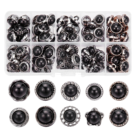  100Pcs 10 Styles 1-Hole Resin Imitation Pearl Shank Buttons FIND-NB0003-93-1