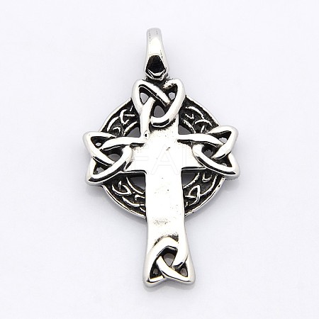 Retro Cross with Ring 304 Stainless Steel Pendants STAS-F006-012-1