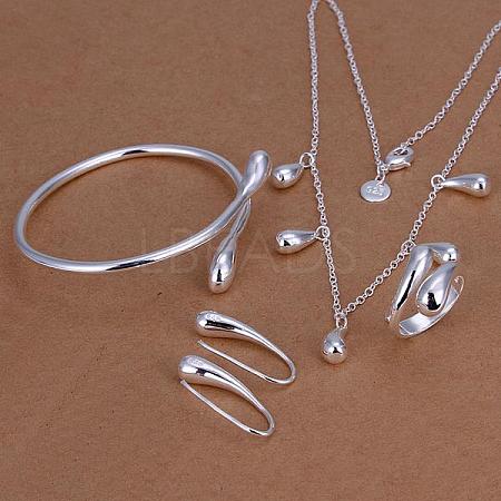 Silver Plated Brass Bridal Party Jewelry Sets SJEW-BB11102-A03-1