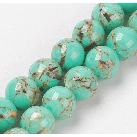 Sea Shell and Synthetic Turquoise Assembled Beads Strands G-G758-07-12mm-1
