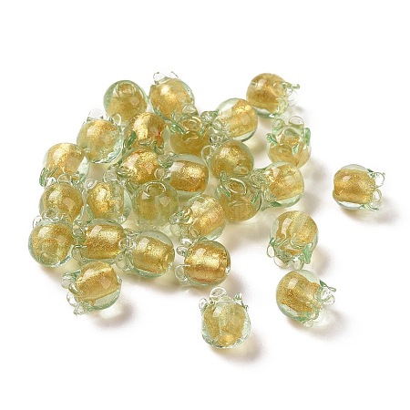 Handmade Gold Foil Lampwork Glass Beads X1-LAMP-G158-02B-1