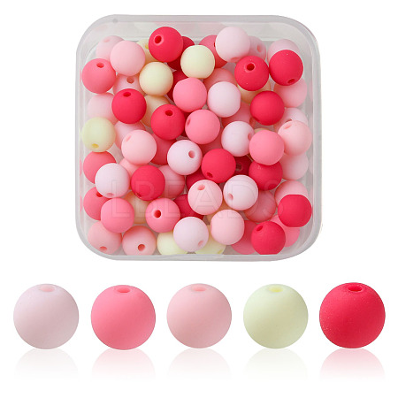 70Pcs Rubberized Style Acrylic Beads MACR-FS0001-71B-1