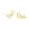 Left and Right Brass Pave Clear Cubic Zirconia Stud Earring Findings KK-F875-02G-2