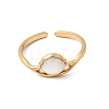 304 Stainless Steel & Natural Shell Cuff Rings for Women RJEW-G372-01G-08-4