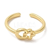 Moon & Flower Rack Plating Brass Open Cuff Finger Rings for Women RJEW-L123-011G-2