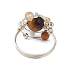 Planet Natural Tiger Eye Finger Rings RJEW-TA00165-01-4