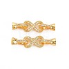 Brass Micro Pave Clear Cubic Zirconia Peg Bails Fold Over Clasps KK-S360-180-1