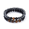 Natural Tiger Eye Beads Stretch Bracelet Sets BJEW-JB04391-04-1