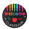 Wooden Welcome Door Decorations AJEW-WH0270-065-1