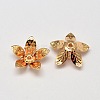 5-Petal Flower Brass Bead Caps KK-L137-08G-NR-2