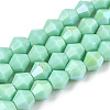Opaque Solid Color Electroplate Glass Beads Strands EGLA-A039-P6mm-L20-1