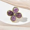 Natural Amethyst Faceted Adjustable Finger Rings for Women RJEW-A092-01G-11-2