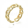 Brass Textured Curb Chain Shape Cuff Rings RJEW-S044-137-NF-1