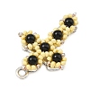 Natural Black Onyx(Dyed & Heated) & Glass Seed Beaded Pendants PALLOY-MZ01404-02-2