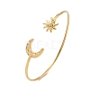 304 Stainless Steel Textured Sun Moon Open Cuff Bangles for Women SA-CBA5CC3-01G-4