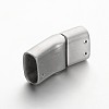 Tarnish Resistant Rectangle 304 Stainless Steel Matte Surface Magnetic Clasps with Glue-in Ends STAS-M195-06-2