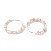 Natural Pearl Wire Wrapped Beaded Hoop Earrings for Women EJEW-JE04759-04-5