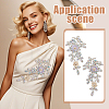 2Pcs 2 Styles Flower Polyester & Glass & Plastic Pearl Embroidery Sew on Ornament Accessories PATC-FG0003-42-5