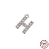 Real Platinum Plated Rhodium Plated 925 Sterling Silver Micro Pave Clear Cubic Zirconia Charms STER-P054-10P-H-1