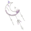 Moon Natural Amethyst & 304 Stainless Steel & Brass Suncatchers HJEW-TA00488-01-2
