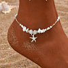 Natural White Jade Chips & Glass Beads Anklets WGE754A-02-2