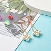 Flower Round Shell Pearl Beads Earrings for Girl Women EJEW-TA00009-2