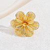 Elegant Hollow Flower Iron Cuff Rings for Bride Lady Daily Vacation Gift KR3281-4