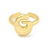 Brass Letter Open Cuff Rings for Women RJEW-G313-01G-G-2