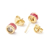 Column Cubic Zirconia Stud Earrings with Enamel EJEW-P196-02G-03-2