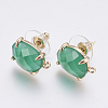 Faceted Glass Stud Earring Findings GLAA-F084-A-2