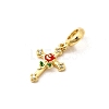 Brass Micro Pave Clear Cubic Zirconia European Dangle Charms KK-C113-13A-G-2