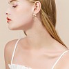 Clear Cubic Zirconia Bowknot Dangle Stud Earrings with Imitation Pearl Beaded JE1094A-7