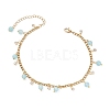 Cat Eye Round Tassel 304 Stainless Steel Twisted Chain Anklets for Women AJEW-AN00698-02-2