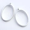 Rack Plating Alloy Oval Open Back Bezel Pendants PALLOY-S047-26B-FF-1