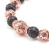 Electroplated Natural Lava Rock Round Beads Essential Oil Anxiety Aromatherapy Bracelets BJEW-JB06923-12