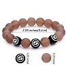 Natural Grey Agate Round Beaded Stretch Bracelet BJEW-SW00077-11-7